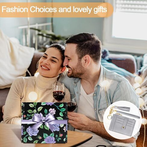 Hicdaw Wristlet Bracelet Keychain Wallet for Women 9 Slots Credit Card Holder Tassel Purse Silicone Key Ring with Gift Box in Saudi Arabia