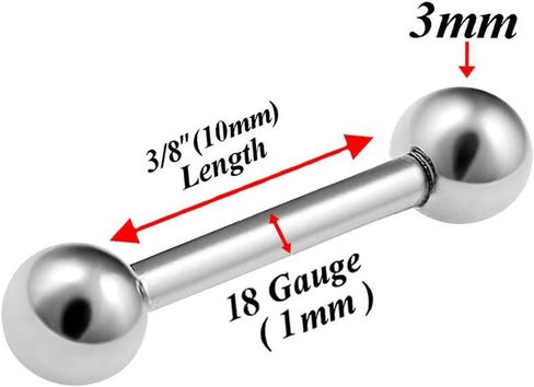 bodyjewellery 2pcs 18g Barbell Cartilage Earring Stud Vertical Anti Tragus Triple Forward Helix Bar Steel Lobe Ball BBDW Pick Size in Saudi Arabia