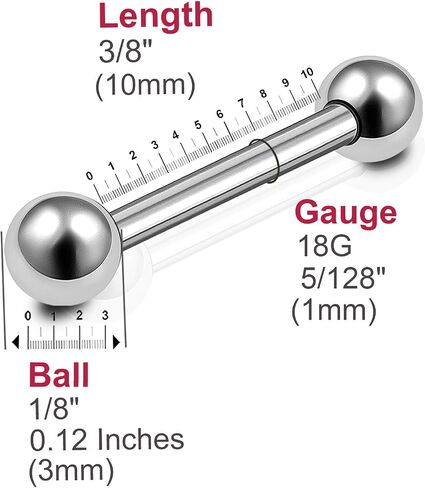 bodyjewellery 2pcs 18g Barbell Cartilage Earring Stud Vertical Anti Tragus Triple Forward Helix Bar Steel Lobe Ball BBDW Pick Size in Saudi Arabia