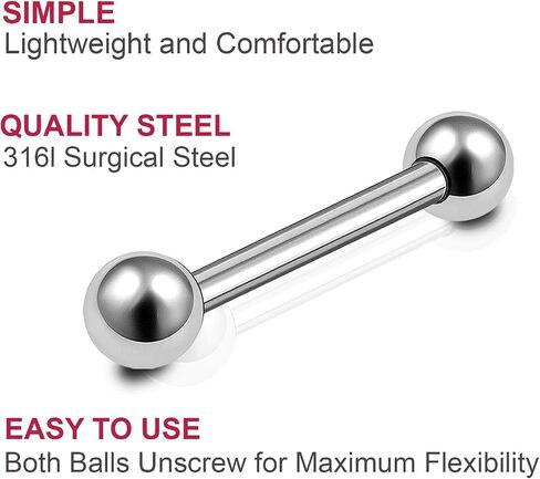 bodyjewellery 2pcs 18g Barbell Cartilage Earring Stud Vertical Anti Tragus Triple Forward Helix Bar Steel Lobe Ball BBDW Pick Size in Saudi Arabia