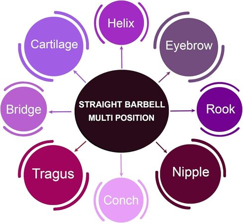 bodyjewellery 2pcs 18g Barbell Cartilage Earring Stud Vertical Anti Tragus Triple Forward Helix Bar Steel Lobe Ball BBDW Pick Size in Saudi Arabia
