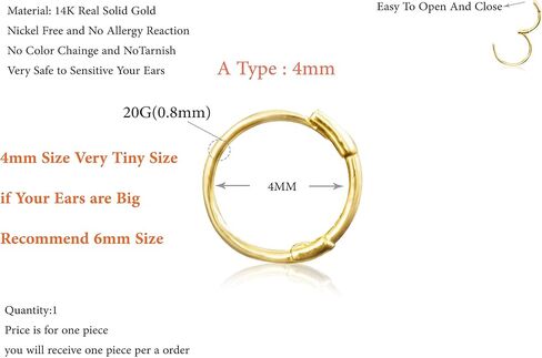 14K الصلبة الذهب الأصفر والمجوهرات تشيكوسلوفاكيا دائرة مستديرة مفتوحة مثلث زهرة ندفة الثلج قطعة الأذن الفرس Huggie هوب الدائري ثقب القرط للنساء الفتيات الرجال in Kuwait