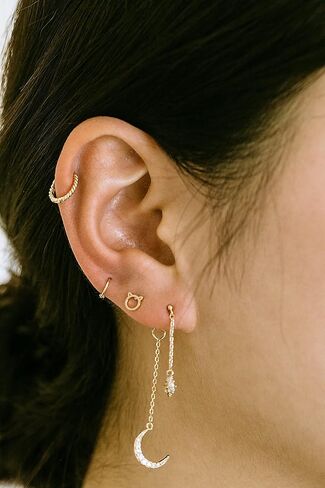 14K الصلبة الذهب الأصفر والمجوهرات تشيكوسلوفاكيا دائرة مستديرة مفتوحة مثلث زهرة ندفة الثلج قطعة الأذن الفرس Huggie هوب الدائري ثقب القرط للنساء الفتيات الرجال in Kuwait