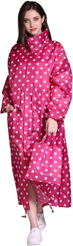 Freesmily Women's Stylish Long Raincoat with Hood and Multi Color Pattern in Kuwait