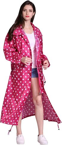 Freesmily Women's Stylish Long Raincoat with Hood and Multi Color Pattern in Kuwait