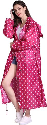 Freesmily Women's Stylish Long Raincoat with Hood and Multi Color Pattern in Kuwait