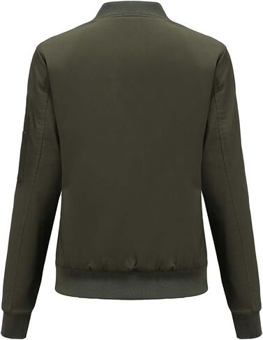 Women's Bomber Jacket Lightweight Varsity Zip Up Coat Casual Long Sleeve Windbreaker in Saudi Arabia