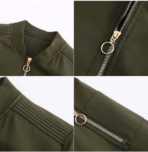 Women's Bomber Jacket Lightweight Varsity Zip Up Coat Casual Long Sleeve Windbreaker in Saudi Arabia