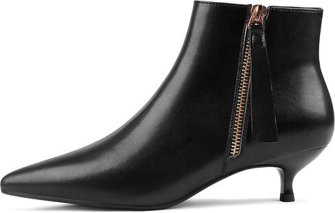 أحذية MERUMOTE النسائية الجلدية للكاحل بكعب منخفض أحذية شتوية بسحاب in Kuwait