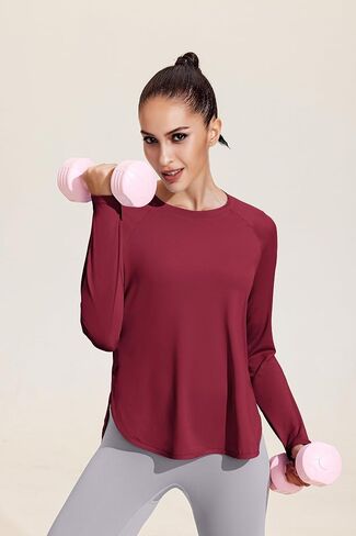 Pinspark Long Sleeve Workout Tops for Women Moisture Wicking Yoga Shirts Hiking Athletic Loose Fit Raglan Sleeve Tops in Saudi Arabia