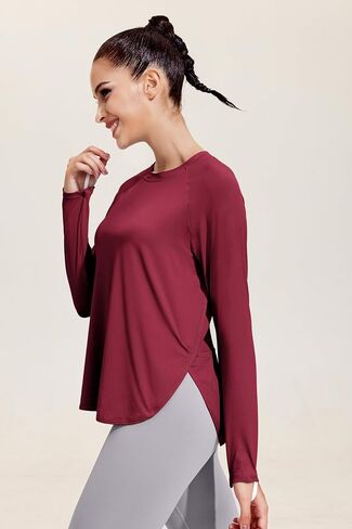 Pinspark Long Sleeve Workout Tops for Women Moisture Wicking Yoga Shirts Hiking Athletic Loose Fit Raglan Sleeve Tops in Saudi Arabia