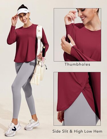 Pinspark Long Sleeve Workout Tops for Women Moisture Wicking Yoga Shirts Hiking Athletic Loose Fit Raglan Sleeve Tops in Saudi Arabia