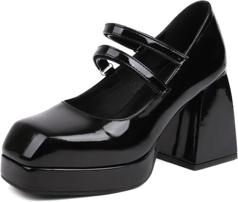Mary Jane Shoes Women Classic Block Heels Closed Toe Chunky Heels for Women Adjustable Double Buckle Casual Office Dress Shoes in Saudi Arabia