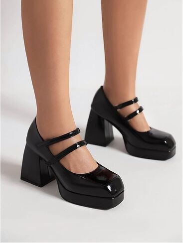 Mary Jane Shoes Women Classic Block Heels Closed Toe Chunky Heels for Women Adjustable Double Buckle Casual Office Dress Shoes in Saudi Arabia