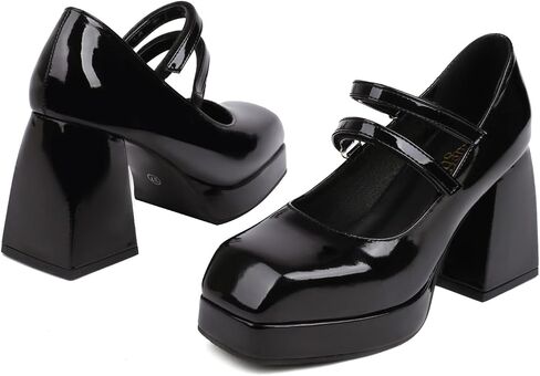 Mary Jane Shoes Women Classic Block Heels Closed Toe Chunky Heels for Women Adjustable Double Buckle Casual Office Dress Shoes in Saudi Arabia