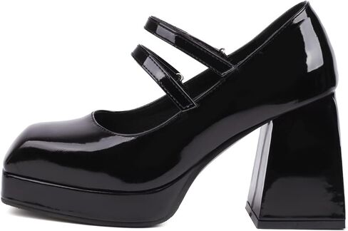 Mary Jane Shoes Women Classic Block Heels Closed Toe Chunky Heels for Women Adjustable Double Buckle Casual Office Dress Shoes in Saudi Arabia