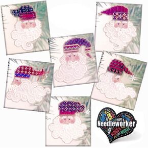 سانتا وجوه (2002) مجموعات غرز متقاطعة مطرزة، مجموعة من 6 - مجموعات زينة ساحرة من Mill Hill - بالإضافة إلى ملصق تطريز زخرفي in Kuwait