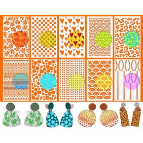 BABORUI 10Pcs Clay Texture Sheets for Polymer Clay, Reusable Clay Stamps Stencils with 2Pcs Scraper, Polymer Clay Tools Embossing Stamp Mats for Printing on Clay Earring Jewelry in Saudi Arabia