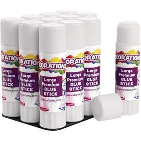 Colorations® Premium White Washable Glue Sticks in a Tray, Set of 30, .32 oz each, Glues Dries Clear & is Acid Free, Non Toxic & Washable Glue, Use at School, Home, Office & Craft Projects