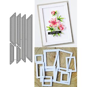 قوالب قطع إطار النافذة Mvchifay لصنع البطاقات المعدنية أداة قصاصات القصاصات DIY قالب لكمة الحرف اليدوية والنقش لتزيين الألبوم الورقي (نافذة مستطيلة)