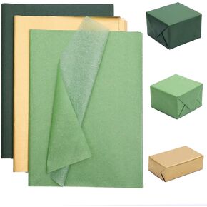 100 Sheet Green & Gold Tissue Paper Recyclable Green Wrapping Paper 14"x20"for Wedding Mother's Day Birthday DIY Art Craft Party Favor Decoration Celebration Gift in Kuwait