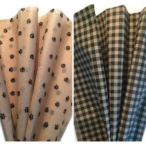 Printed Tissue Paper for Gift Wrapping Two Pattern Bundle: Dog Paw Print/Black & Tan Gingham Check Tissue Paper, 24 Large Sheets, 20x30 in Kuwait