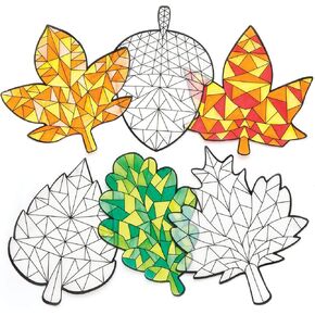 Baker Ross AR646 Autumn Color in Window Decorations - Pack of 12, Suncatcher Stained Glass Effect for Children to Make and Display in Kuwait