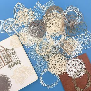 PRETTYLIFE سكرابوكينغ ورقة الدانتيل الزخرفية، 45pcs خمر انقطاع الفن الأزهار نافذة إكليل جولة الدانتيل Decoupage لسكرابوكينغ غير المرغوب فيه رصاصة مجلة مخططي الألبوم الحرف اليدوية DIY in Kuwait