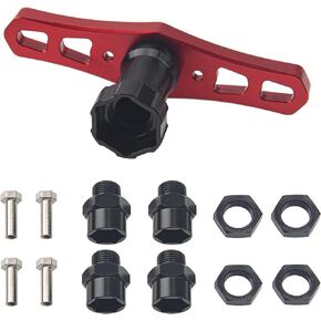 ShareGoo 17mm Wheel Hex Wrench & 12mm to 17mm Wheel Hex Drive Hub Adapter 15mm Offset Extension Compatible with Tamiya Axial RC4WD Traxxas Redcat 1/10 RC Car Buggy Truck (Black)