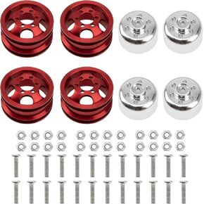 Metal RC Wheel Rim Hub Compatible with WPL B1 B14 B16 B24 B36 C14 C24 C34 B36 1/16 RC Car (Red)
