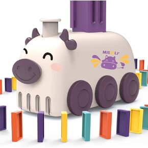 Electric Domino Train Set 80 PCS,Train Building Stacking Block Toys,Creative Educational Gift Toy with Lights and Sound (Calf)