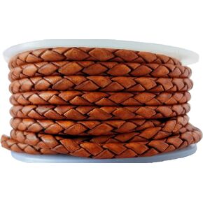 Round Braided Genuine Leather String Bolo Cord, Rope for Jewelry Making, Necklaces, Bracelets, Wraps, Crafts and Hobby Projects (Matte Black, 5 MM 5.46 Yards = 5 MTR Spool)