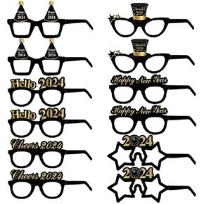 12 حزمة 2024 نظارات رأس السنة الجديدة الفاخرة نظارات حفلات رأس السنة الجديدة زينة الحفلات المفضلة لليلة رأس السنة الجديدة in Kuwait