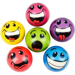 عبوة من كرات الضغط على الوجه المضحك مقاس 6.35 سم من هوبوديز (2) عبوة من كرات الضغط، كرة إسفنجية لتخفيف القلق ومفضلة للحفلات، هدية أو جوارب تخزين (ألوان وتصميمات متنوعة) in Kuwait