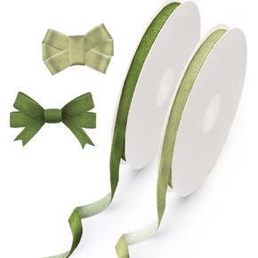 2 Rolls Thin Velvet Ribbon for Wrapping Gifts, Single Face Dusty Green Velvet Ribbon for Gift Wrapping Decorations DIY Party Supplies 3/8" X 20 Yard Thin Green Velvet Christmas Ribbon 2 inch in Kuwait