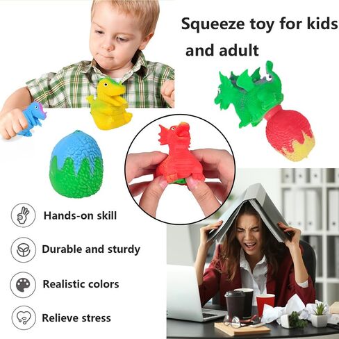ألعاب ضغط الديناصورات 4 قطع من ألعاب الوجه لبيض الديناصورات، ألعاب تخفيف التوتر، كرات ضغط ذات ألوان عشوائية، ألعاب تململ حسية ممتعة للأطفال في الفصول الدراسية، هدايا الحفلات، هدايا عيد الميلاد in Kuwait