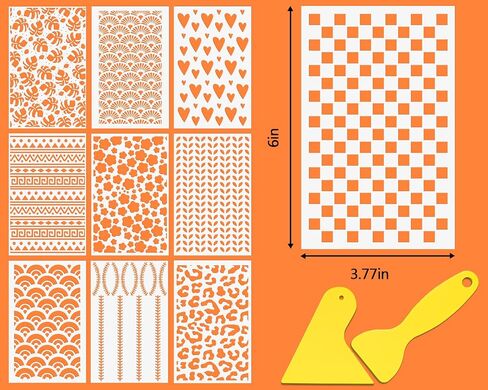 BABORUI 10Pcs Clay Texture Sheets for Polymer Clay, Reusable Clay Stamps Stencils with 2Pcs Scraper, Polymer Clay Tools Embossing Stamp Mats for Printing on Clay Earring Jewelry in Saudi Arabia