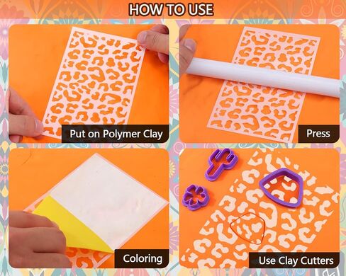 BABORUI 10Pcs Clay Texture Sheets for Polymer Clay, Reusable Clay Stamps Stencils with 2Pcs Scraper, Polymer Clay Tools Embossing Stamp Mats for Printing on Clay Earring Jewelry in Saudi Arabia
