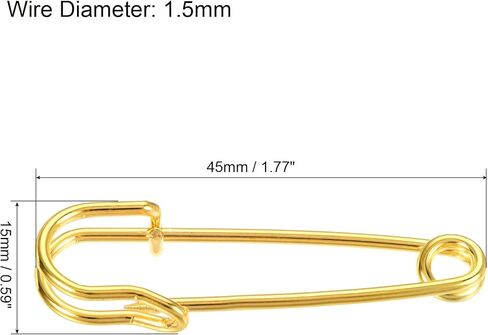 MECCANIXITY Safety Pins 1.77 Inch Large Metal Sewing Pins for Blankets Crafts Brooch Making Bronze Tone 15Pcs in Kuwait