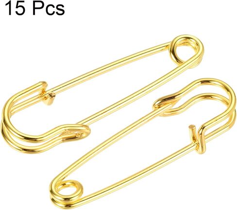 MECCANIXITY Safety Pins 1.77 Inch Large Metal Sewing Pins for Blankets Crafts Brooch Making Bronze Tone 15Pcs in Kuwait