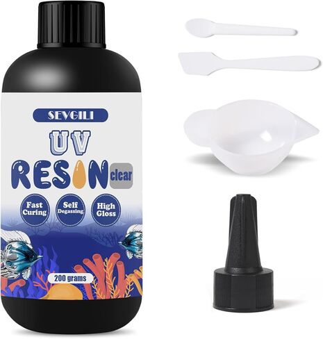 راتنجات الأشعة فوق البنفسجية من سيفجيلي، راتنجات الأشعة فوق البنفسجية الشفافة للمجوهرات والحرف اليدوية وقوالب الراتنج، غراء شفاف صلب غير سام، راتنجات أشعة الشمس لعلاج أشعة الشمس، مجموعة راتنجات الأشعة فوق البنفسجية - غراء الأشعة فوق البنفسجية 200 جرام مع  in Kuwait