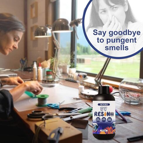 راتنجات الأشعة فوق البنفسجية من سيفجيلي، راتنجات الأشعة فوق البنفسجية الشفافة للمجوهرات والحرف اليدوية وقوالب الراتنج، غراء شفاف صلب غير سام، راتنجات أشعة الشمس لعلاج أشعة الشمس، مجموعة راتنجات الأشعة فوق البنفسجية - غراء الأشعة فوق البنفسجية 200 جرام مع  in Kuwait