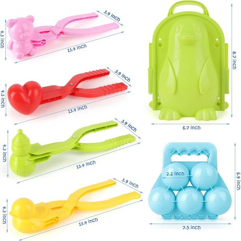 weiff Snowball Maker Tool Toys Kit- 7 PCS Snow Sand Toys Set Penguin Snowman Bear Duck Heart Mold Fight Snowball Sets for Kids Toddler Outdoor Play Birthday Gift Christmas Xmas Winter in Saudi Arabia