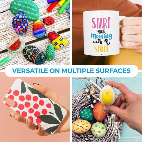 أقلام تحديد أكريليك من WEISBRANDT للرسم الصخري، والورق، والبلاستيك، والسيراميك، والزجاج، والخشب، والمعادن، وحرف سجل القصاصات، وصناعة البطاقات، والقماش. ذو أساس مائي، غير سام، سريع الجفاف، طرف متوسط، 13 لونًا in Kuwait