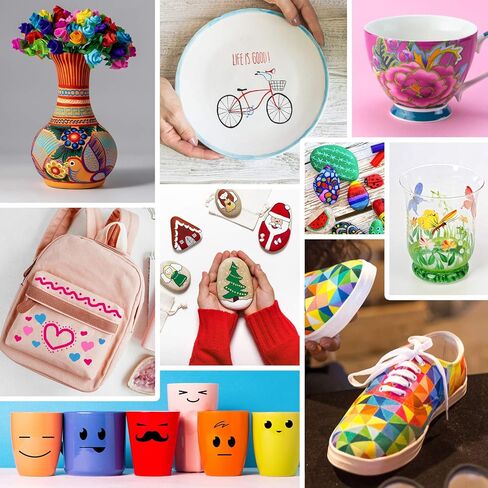 أقلام تحديد أكريليك من WEISBRANDT للرسم الصخري، والورق، والبلاستيك، والسيراميك، والزجاج، والخشب، والمعادن، وحرف سجل القصاصات، وصناعة البطاقات، والقماش. ذو أساس مائي، غير سام، سريع الجفاف، طرف متوسط، 13 لونًا in Kuwait