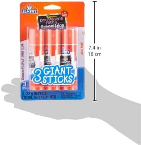 Elmer's Disappearing Purple School Glue Sticks, Washable, 22 Grams, 3 Count (Pack of 6) in Saudi Arabia