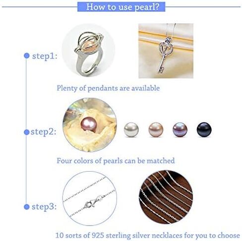 4PC Saltwater Pearl Cultured Love Wish Akoya PearlOyster with Pearl Inside for Pearl Gift Fun for Children Family Friends PartyOyster with Pearls Inside(7-8mm, 4PC) in Kuwait