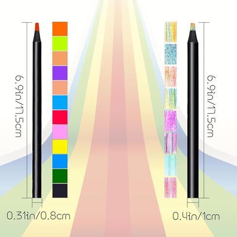 VIEKIER 8 Color in 1 Rainbow Pencils, 20PCS Jumbo Colored Pencils Multicolored Pencils for Art Drawing Coloring Sketching in Kuwait