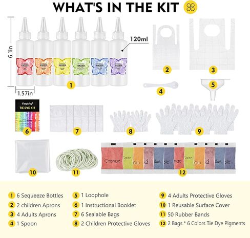 مجموعة صبغ ربطات العنق 84 قطعة من Magicfly، مجموعة كبيرة الحجم من 6 ألوان لصبغ القماش، مجموعة صبغات الربط بخطوة واحدة، مثالية للمخيمات الصيفية، والحفلات، والمناسبات المدرسية، ولم شمل الأسرة والأنشطة الجماعية in Kuwait