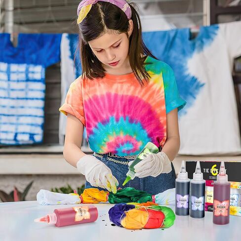 مجموعة صبغ ربطات العنق 84 قطعة من Magicfly، مجموعة كبيرة الحجم من 6 ألوان لصبغ القماش، مجموعة صبغات الربط بخطوة واحدة، مثالية للمخيمات الصيفية، والحفلات، والمناسبات المدرسية، ولم شمل الأسرة والأنشطة الجماعية in Kuwait